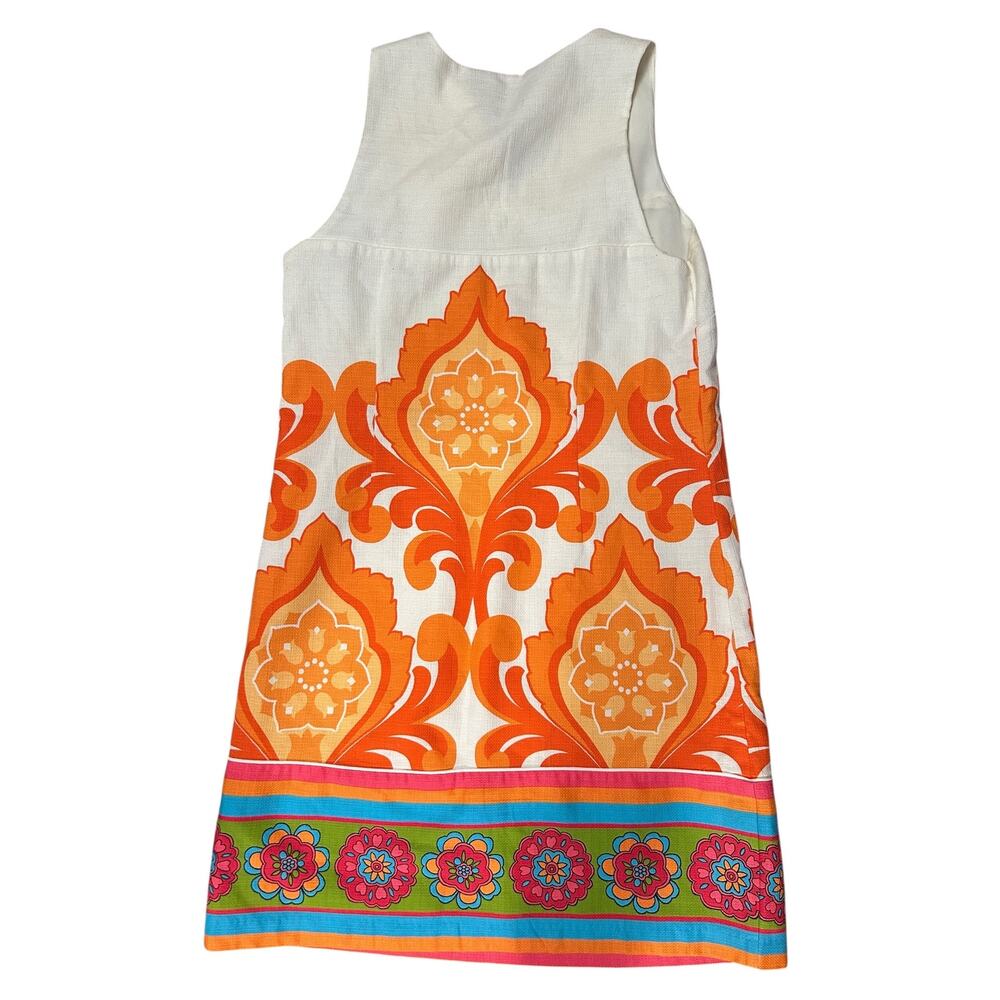 Laundry by Shelli Segal Mod Floral Shift Dress Retro Orange Print Size 2 - Picture 2 of 10